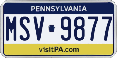 PA license plate MSV9877