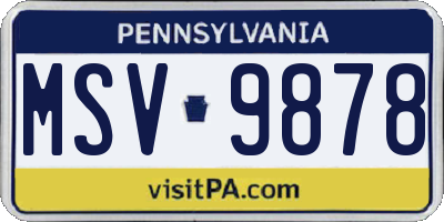 PA license plate MSV9878