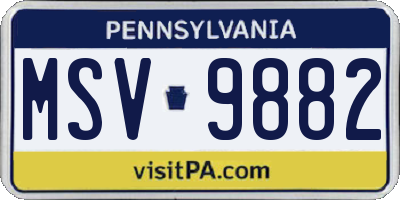 PA license plate MSV9882