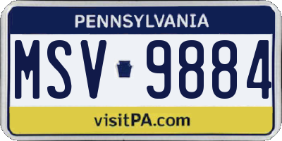 PA license plate MSV9884