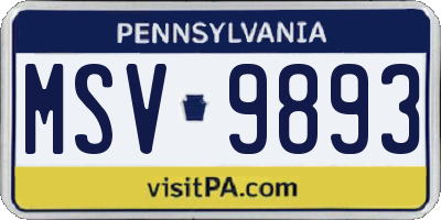 PA license plate MSV9893