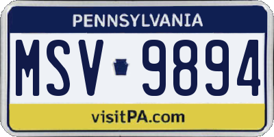 PA license plate MSV9894