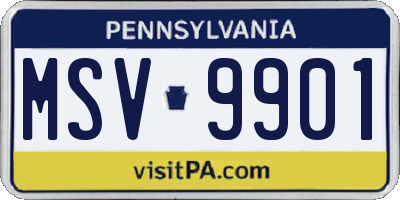 PA license plate MSV9901