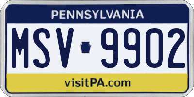 PA license plate MSV9902