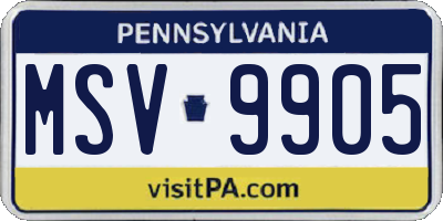 PA license plate MSV9905
