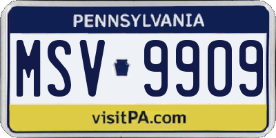 PA license plate MSV9909