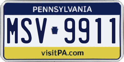 PA license plate MSV9911