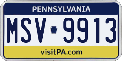 PA license plate MSV9913