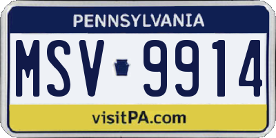 PA license plate MSV9914