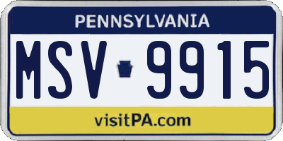PA license plate MSV9915