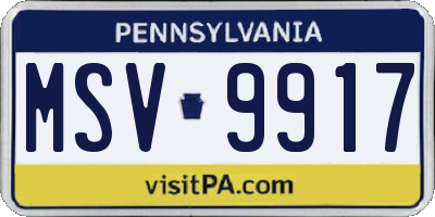 PA license plate MSV9917