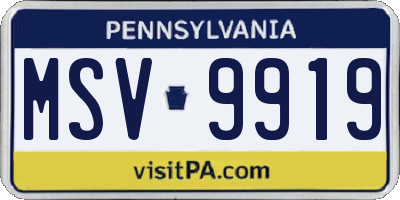 PA license plate MSV9919