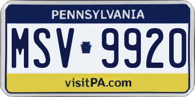 PA license plate MSV9920