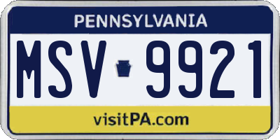 PA license plate MSV9921