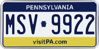 PA license plate MSV9922