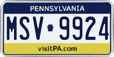 PA license plate MSV9924