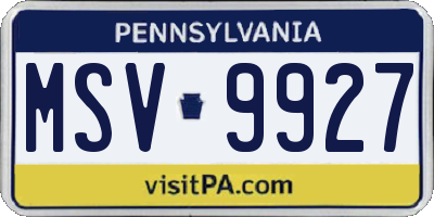 PA license plate MSV9927