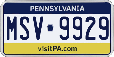 PA license plate MSV9929