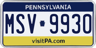 PA license plate MSV9930
