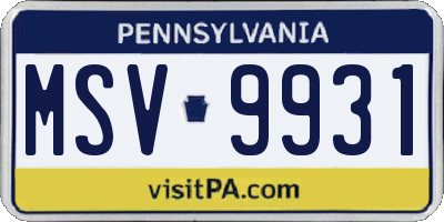 PA license plate MSV9931
