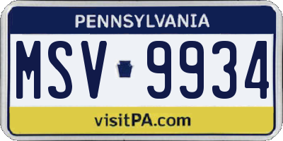 PA license plate MSV9934