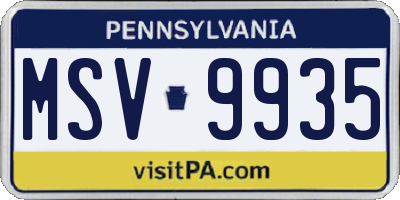 PA license plate MSV9935