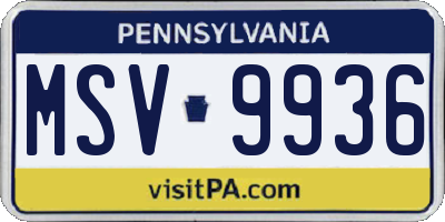 PA license plate MSV9936