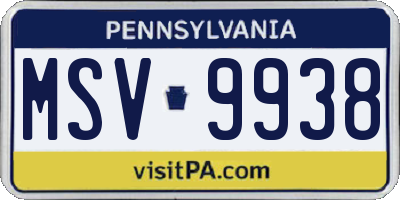 PA license plate MSV9938