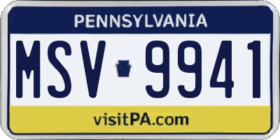 PA license plate MSV9941