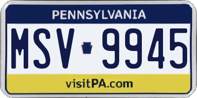 PA license plate MSV9945