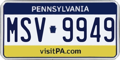 PA license plate MSV9949
