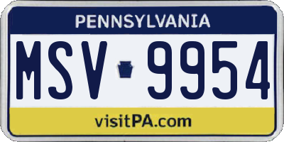PA license plate MSV9954