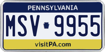 PA license plate MSV9955
