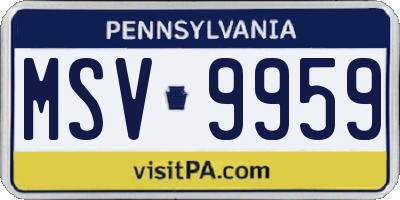 PA license plate MSV9959