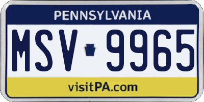 PA license plate MSV9965