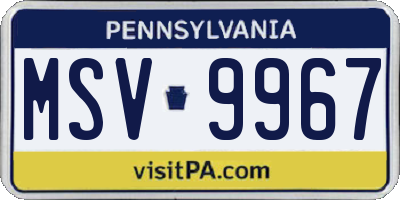 PA license plate MSV9967