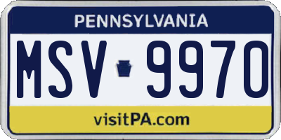 PA license plate MSV9970