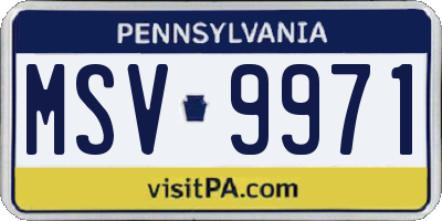 PA license plate MSV9971