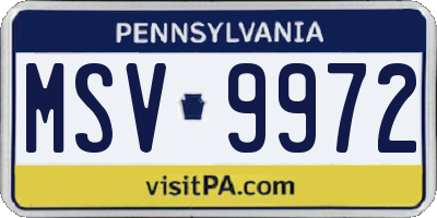 PA license plate MSV9972