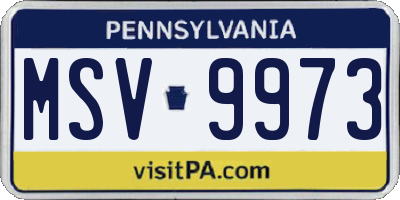 PA license plate MSV9973