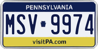 PA license plate MSV9974