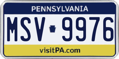 PA license plate MSV9976