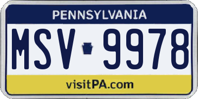 PA license plate MSV9978