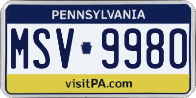 PA license plate MSV9980