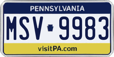 PA license plate MSV9983