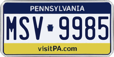 PA license plate MSV9985