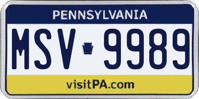 PA license plate MSV9989