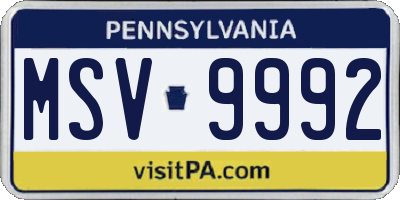 PA license plate MSV9992
