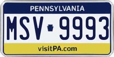 PA license plate MSV9993