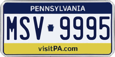 PA license plate MSV9995